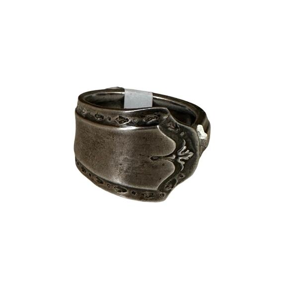 Size 8 Sterling Silver Plated Vintage Spoon Ring - Picture 1 of 7